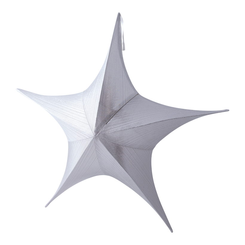 Textilstjärna, 5-uddig, Ø 110cm metalliskt glittrande hopfällbar, med dragkedja och hängare