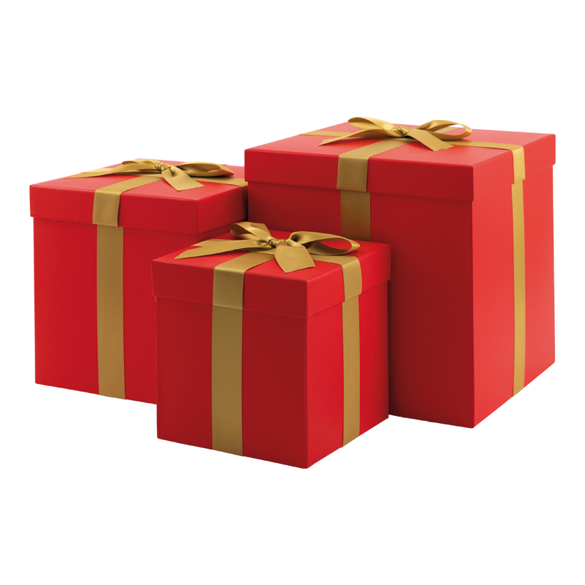 Presentförpackningar, 30x30x30cm,25x25x25cm 20x20x20cm 3 st/set , med satinrosett, kapslad