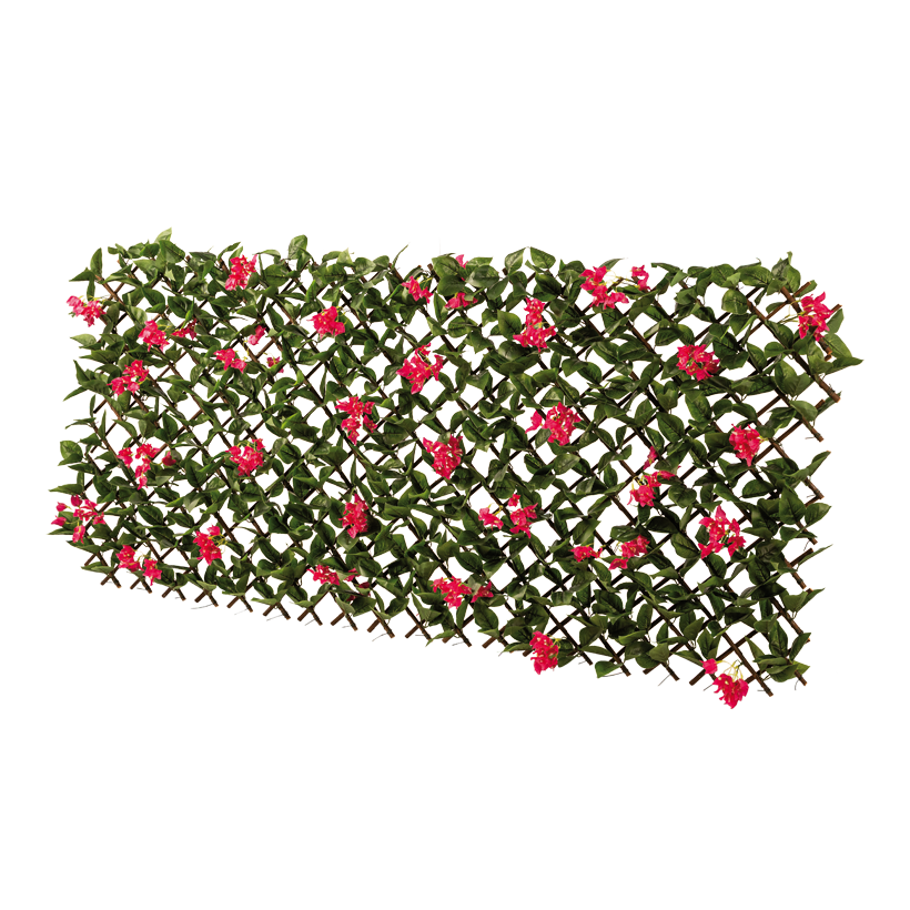 Staket med trillingblommor, 90x180cm Masche: 7x7cm av pilträ/konstsilke, utdragbar
