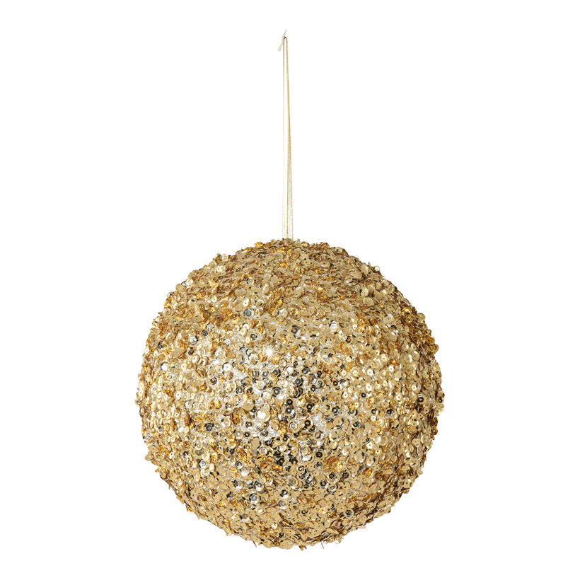 Kula Ø 25cm av styrofoam med glitter & pärlor, med hängare