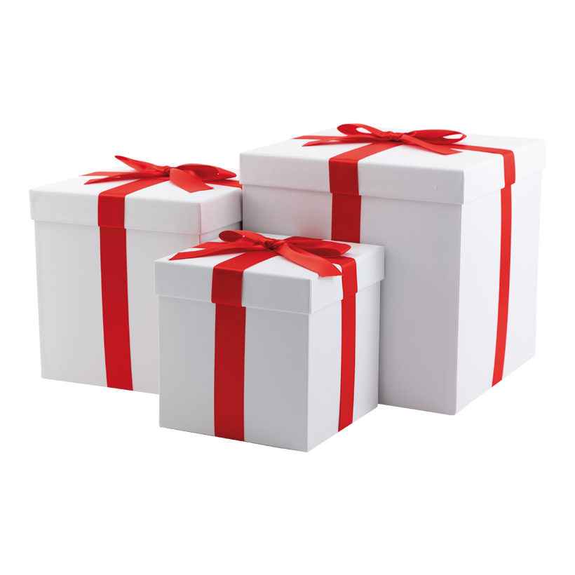 Presentförpackningar, 30x30x30cm,25x25x25cm 20x20x20cm 3 st/set , med satinrosett, kapslad