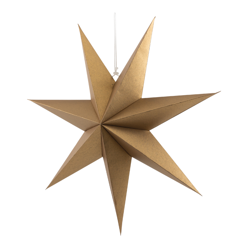 Stjärna, vikbar, Ø 60cm 7-uddig av kartong, med hängare
