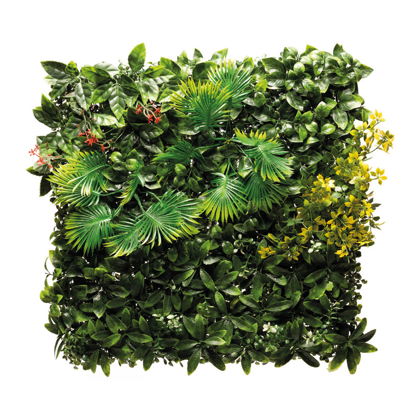 Gräspanel 50x50cm av plast med blommor, med olika blad