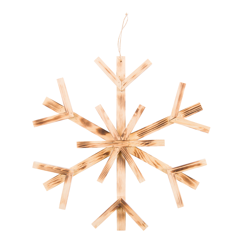 Snöflinga i trä, 40x40x2,5cm med hängare
