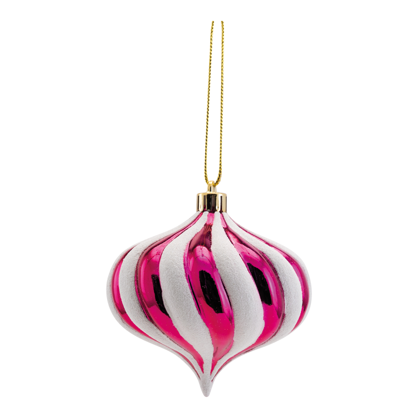 Ornament, Ø 10cm av plast lökform, med hängare