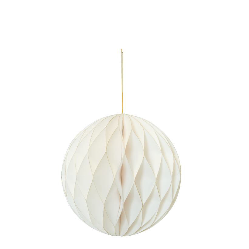 Honeycomb boll, 30cm vikbar med hängare, av papper, med gyllene kanter, med ma