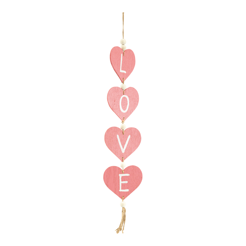 Heart garland, 64x11,5cm printed one-sided, out of wood, to hang