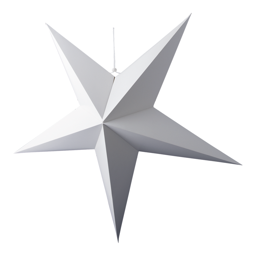 Stjärna, fällbar 5-uddig, Ø 90cm gjord av kartong med hängare