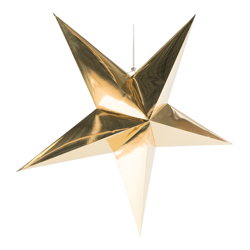 Stjärna, fällbar 5-uddig, Ø 90cm gjord av kartong med hängare