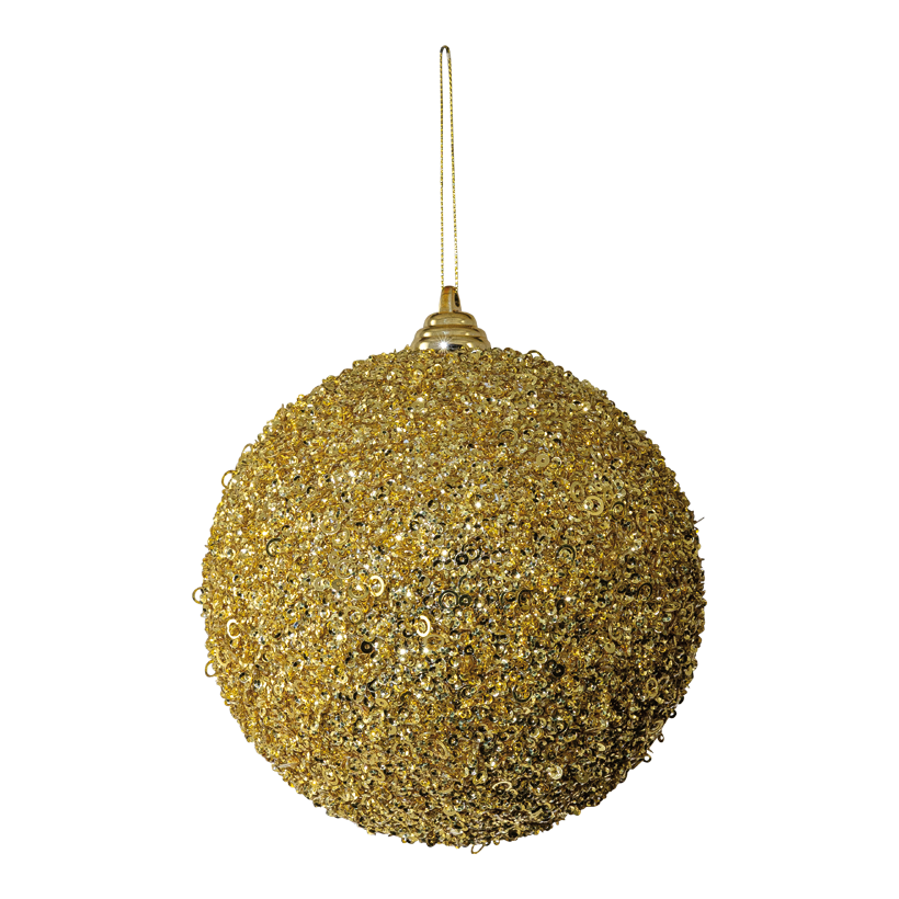 Ball with sequins, Ø 15cm out of styrofoam/plastic, with hanger, glittering
