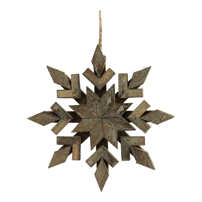Snöflinga, Ø 25cm av trä med jutehängare