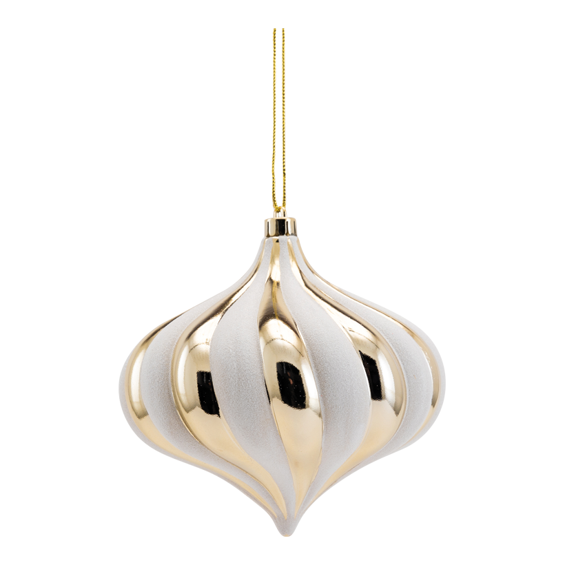 Ornament, Ø 14cm av plast lökform, med hängare