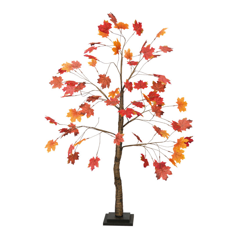 Lönnträd, 120cm trästam löv gjorda av konstsilke, träbotten: 17x17x2cm