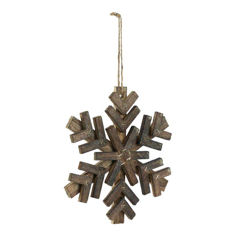 Snöflinga, Ø 25cm av trä med jutehängare