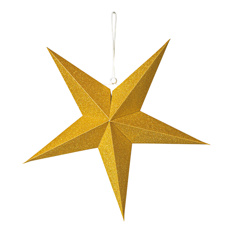 Stjärna, vikbar, Ø 40cm 5-uddig av papper, glittrade