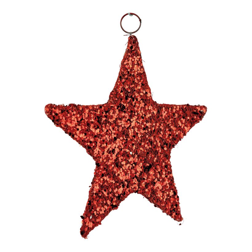 Sisal stjärna, 20cm av plast/metall med paljetter, hängare