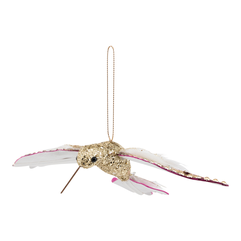 Julgransdekoration "kolibri", 22x10cm av plast/sammet med hängare