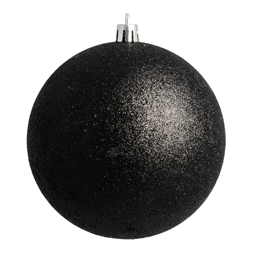 Christmas ball, black matt glitter, Ø 14cm