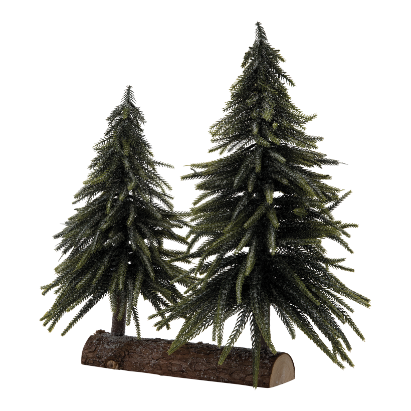 Noble fir, 40cm 40x24cm & 35,5x20m 2 pcs., out of plastic/wooden, with wooden base, simple snowed