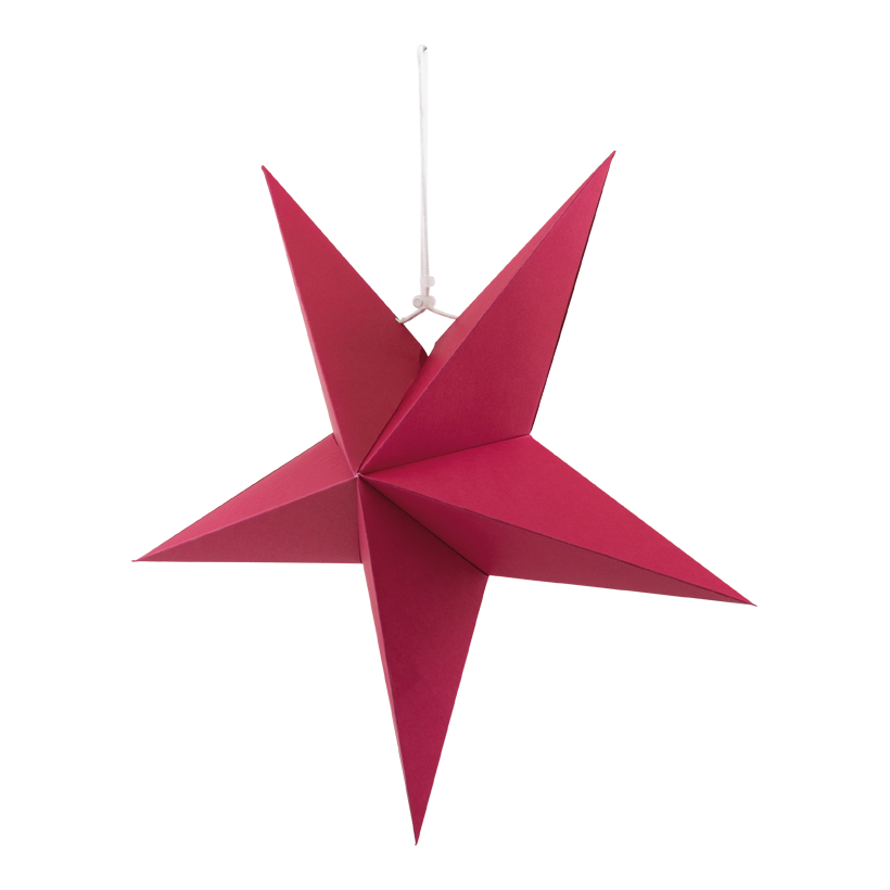 Stjärna, vikbar, Ø 40cm 5-uddig av kartong, med hängare