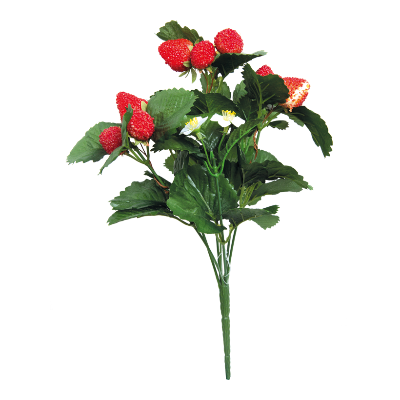 Jordgubbsbukett 33cm, 7-sidig med 12 jordgubbar och blommor