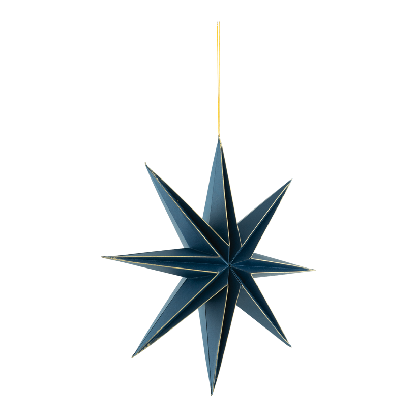 Foldable star, Ø 30cm 8-pointed, out of paper, with magnetic clasp, with gold edges