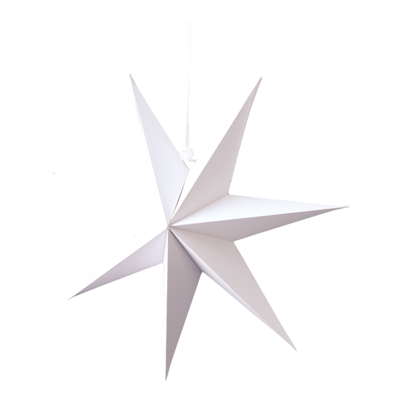 Stjärna, fällbar 7-uddig, Ø 40cm gjord av kartong med hängare