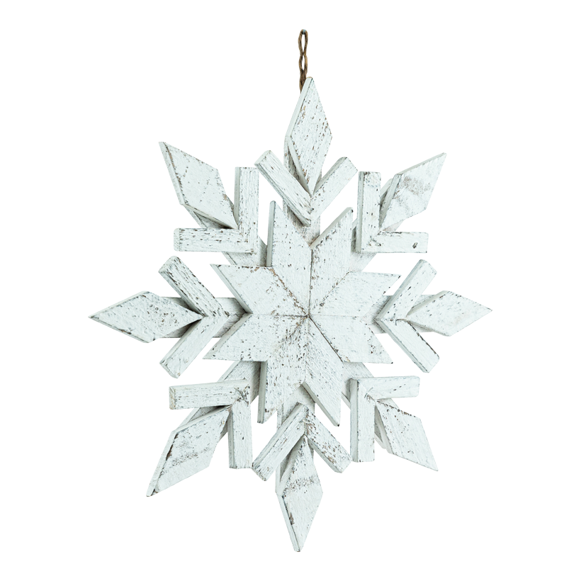 Snöflinga, Ø 40cm av trä med jutehängare