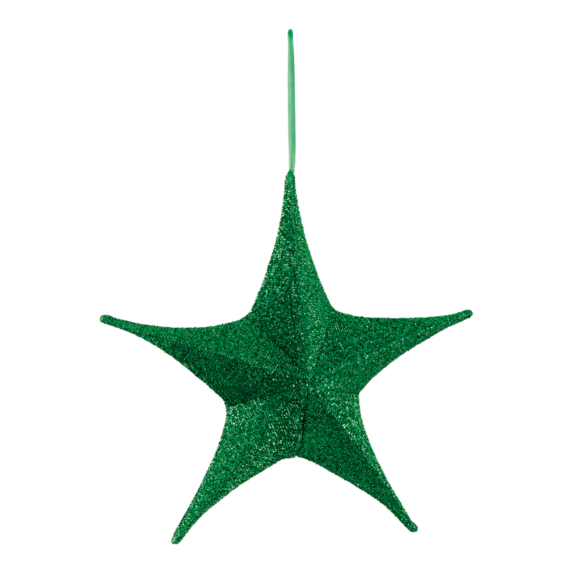 Textil stjärna, Ø 40cm 5-uddig , glittrig, hopfällbar, med dragkedja