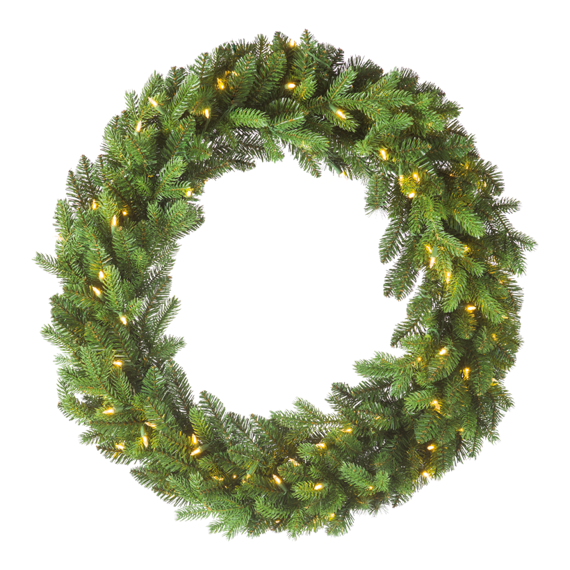 Granriskrans, 90cm med 100 lysdioder PE/PVC-mix, 448 spe för utomhusbruk, IP44-kontakt