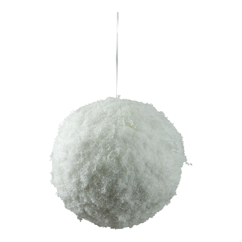 Snöboll Ø 18cm av styrofoam/plast glitter, med hängare