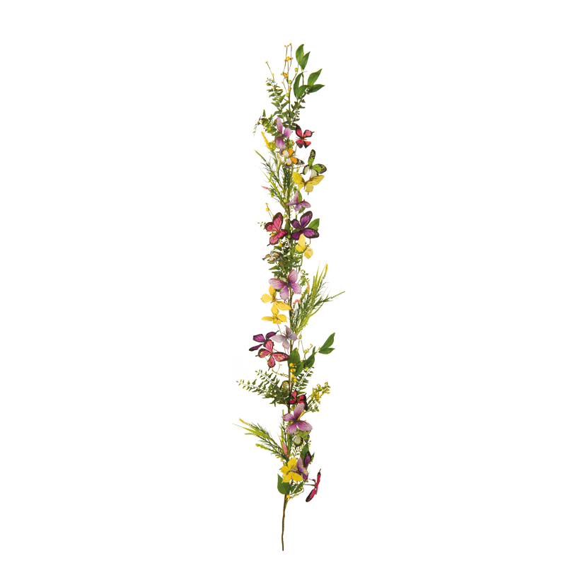 Girlang med fjärilar och blommor 160cm av konstgjord/plast ensidig, flexibel