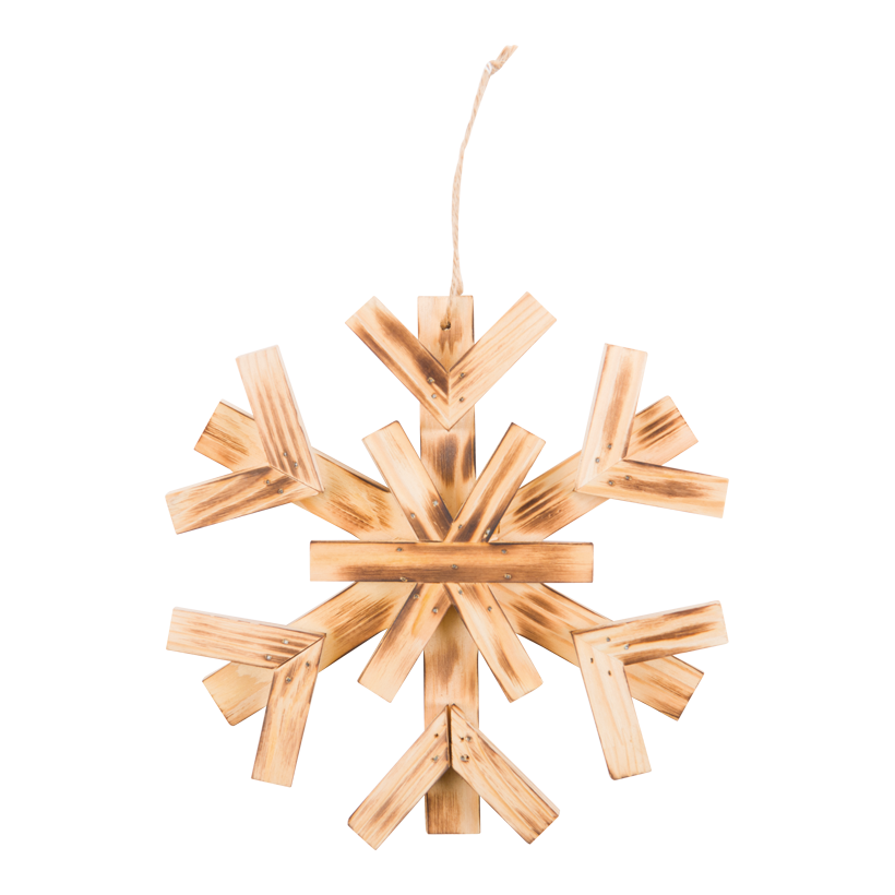 Snöflinga i trä, 20x20x2cm med hängare