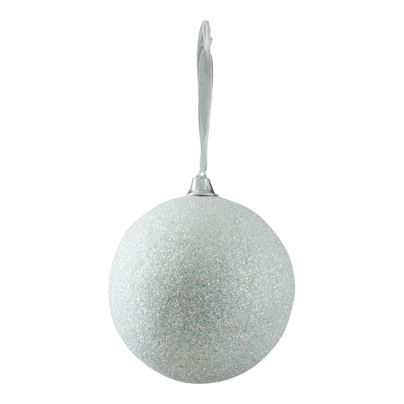 Ball, Ø 15cm out of styrofoam, with hanger, glittering