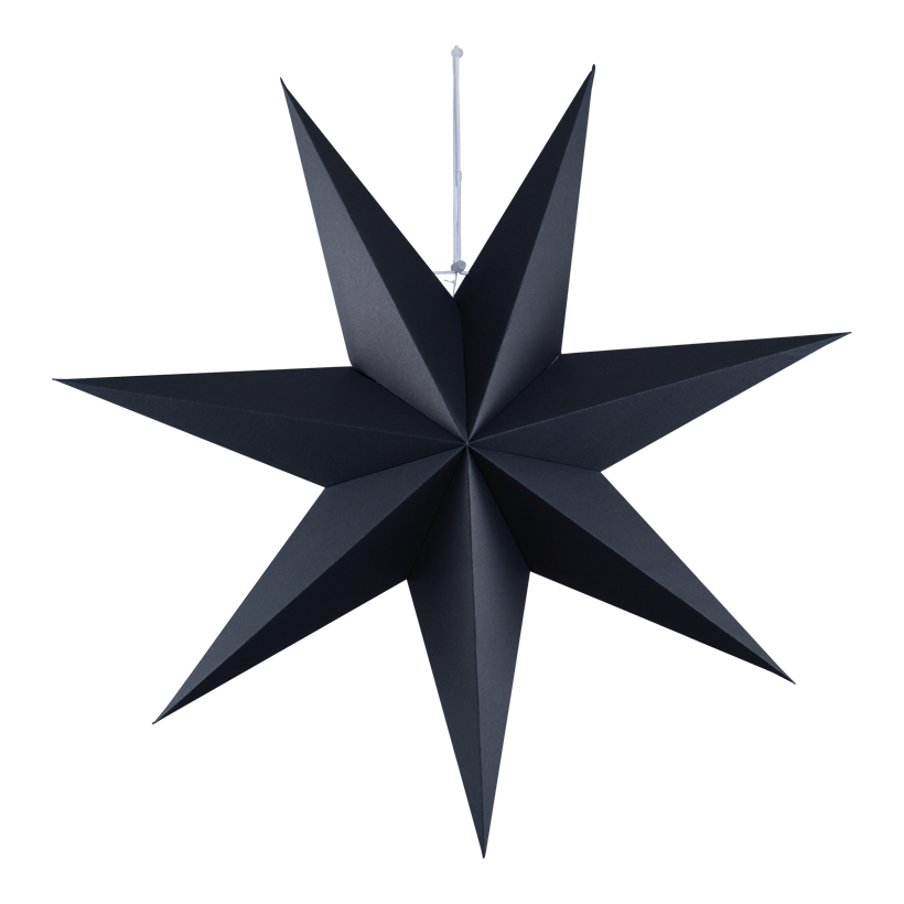 Stjärna, vikbar, Ø 60cm 7-uddig av kartong, med hängare