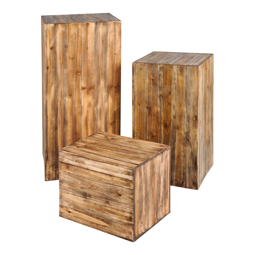 Plattformar 40x30x30cm, 60x35x35cm,80x40x40cm, 3 st/set öppen botten, trä, kapslad