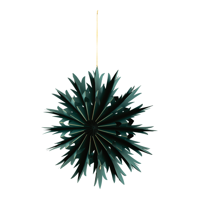 Snöflinga, Ø 40cm av papper vikbar, med guldkanter, med hängare