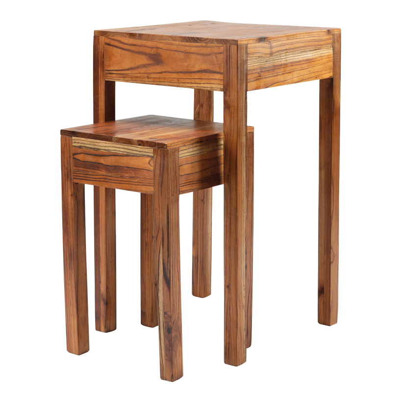 Träbord i set 40x40cm - Höhe 70cm und 30x30cm - Höhe 50cm 2-sidig av redwood