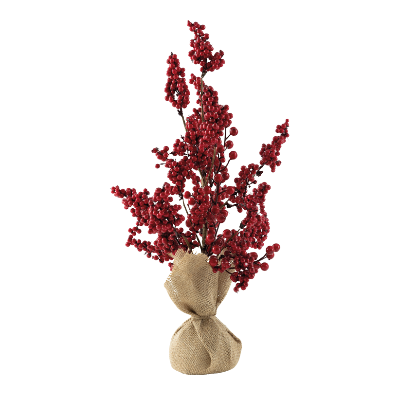 Bärträd, 50cm av plast i jutepåse