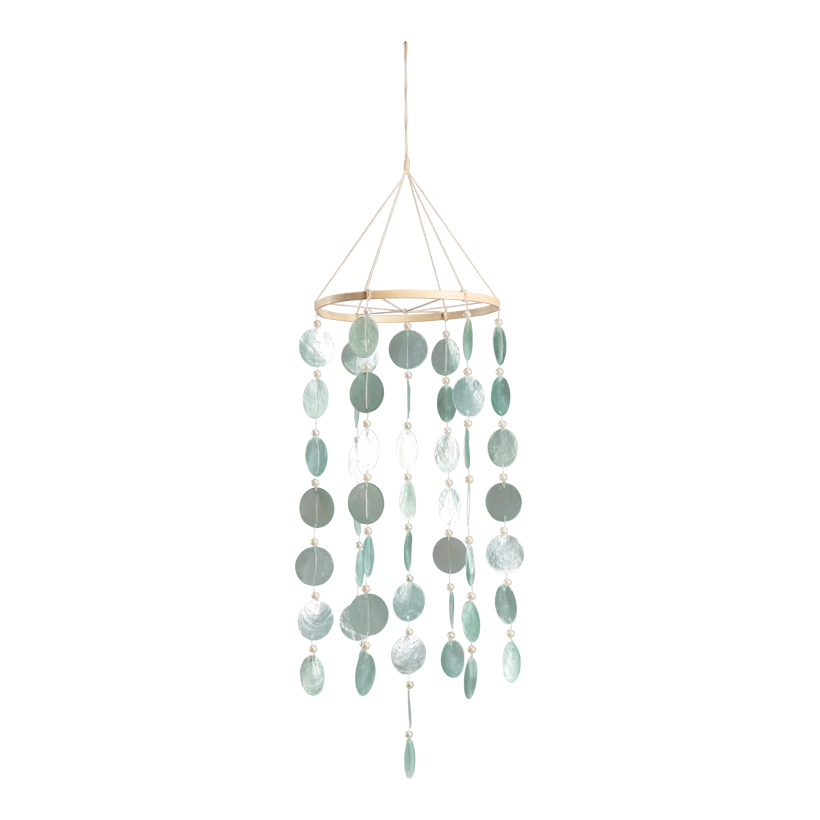 Snäckskalhänge, 90x23cm av capiz/trä