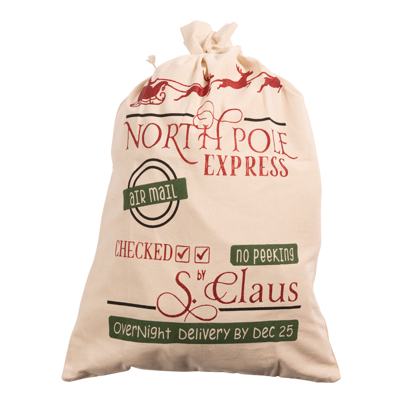 Jute gift bag, 80x50cm North Pole Express, printed