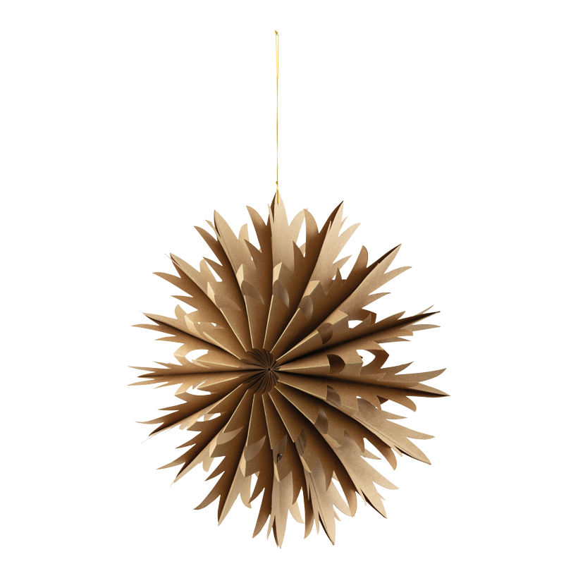 Snöflinga, Ø 40cm av papper vikbar, med guldkanter, med hängare