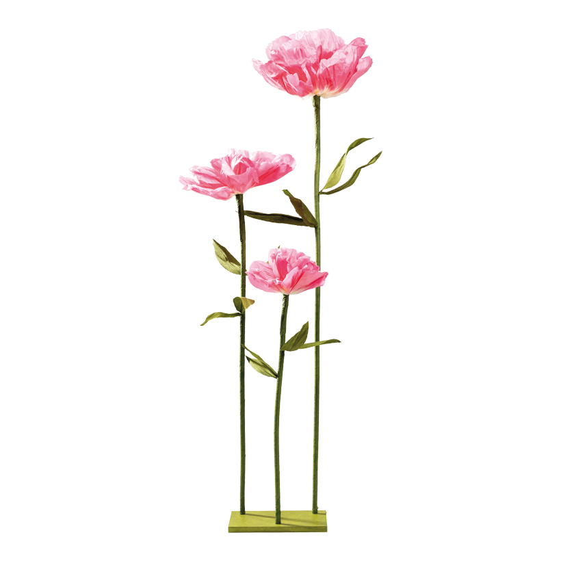 Blommor på träbotten 85- Ø 20cm, 120- Ø 25cm, 158cm-Ø 35cm Holzfuß: 17x30x2cm 3-sidig, 4 delar av papper/trä, flexibel