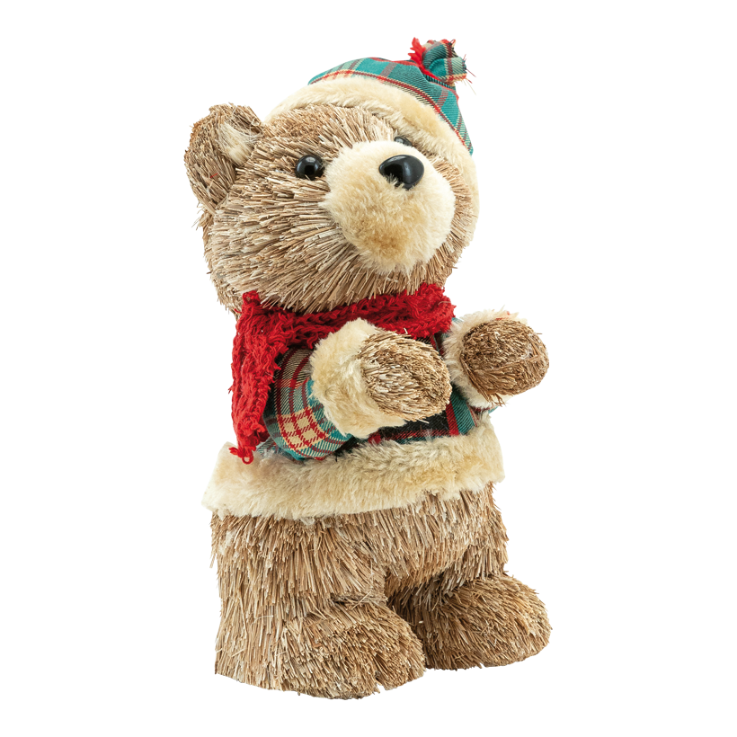 Nallebjörn med kappa 26x15x14cm av syntetfiber/styrofoam/strå stående