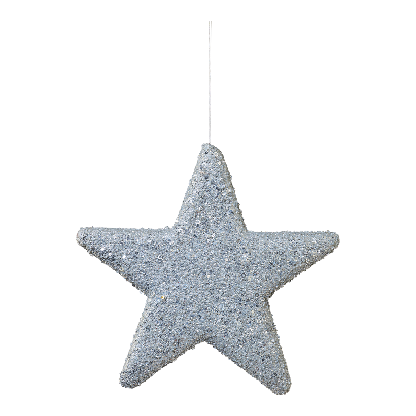 Stjärna med glitter Ø 40cm av plast platt, med hängare, glitter