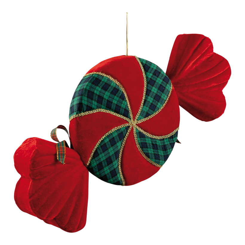 Godis, 52x25cm av frigolit/tyg med hängare