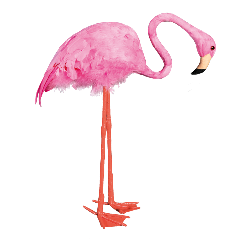 Flamingo 37x12,5x47cm huvudet ner med fjädrar