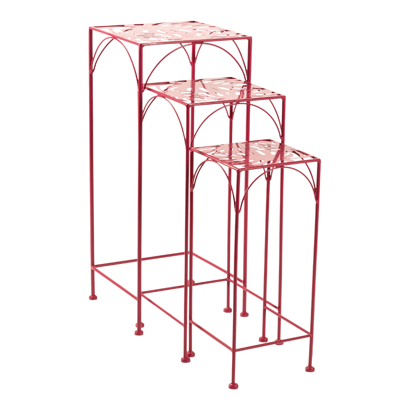 Presentatörer, A: 67x28x28cm, B: 57x24x24cm, C: 47x20x20cm set med 3 st, av metall