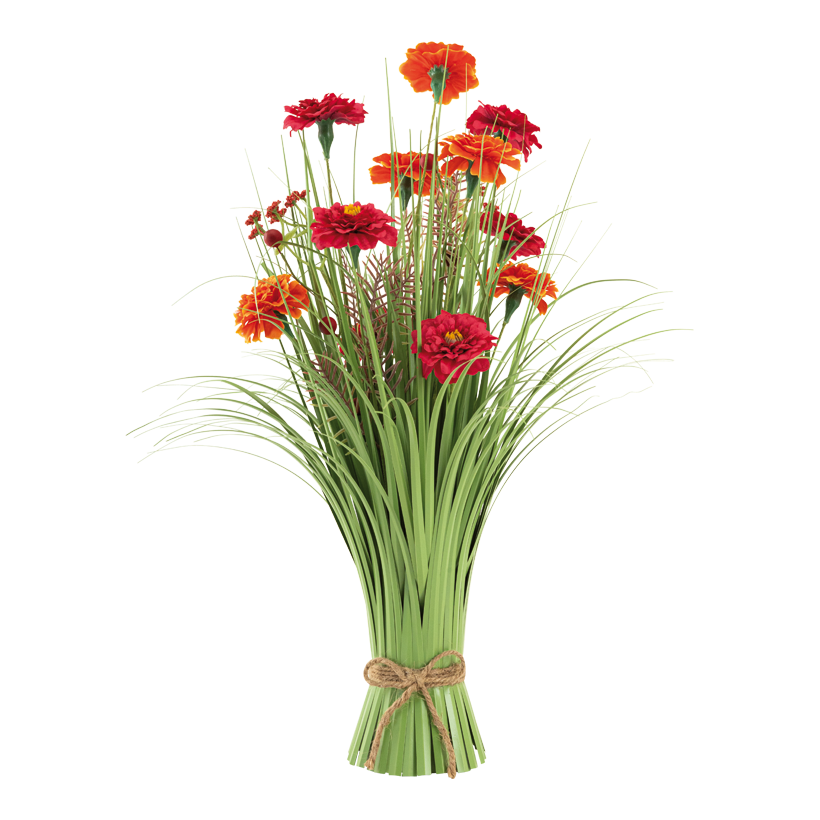 Bundle of grass with carnations, 50x30cm Fuß: Ø 8cm out of plastic/artificial silk