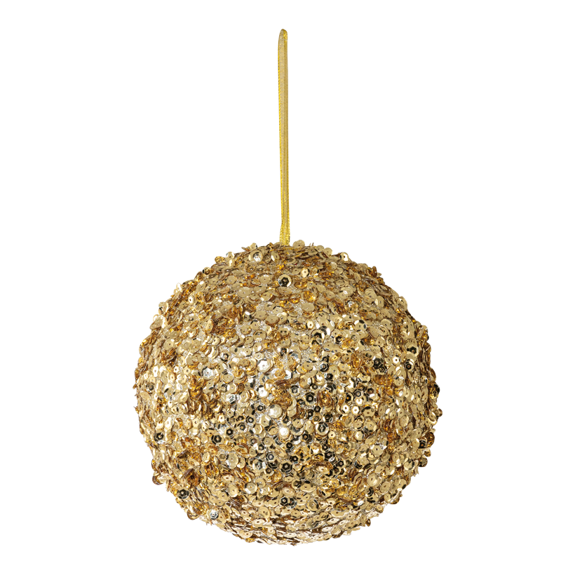 Kula Ø 20cm av styrofoam med glitter & pärlor, med hängare